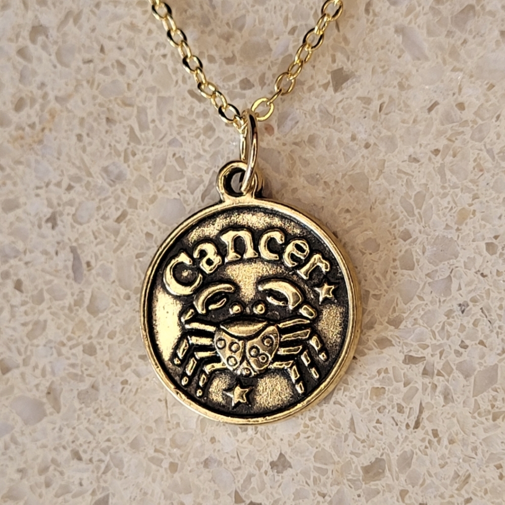 🤍3/$30 ♋️ Cancer Zodiac Sign 18k Gold Plated Necklace